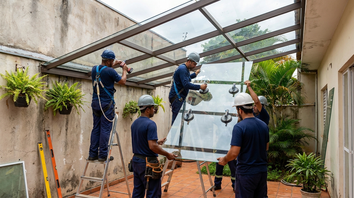 Instalação de cobertura de vidro em Vitória-ES