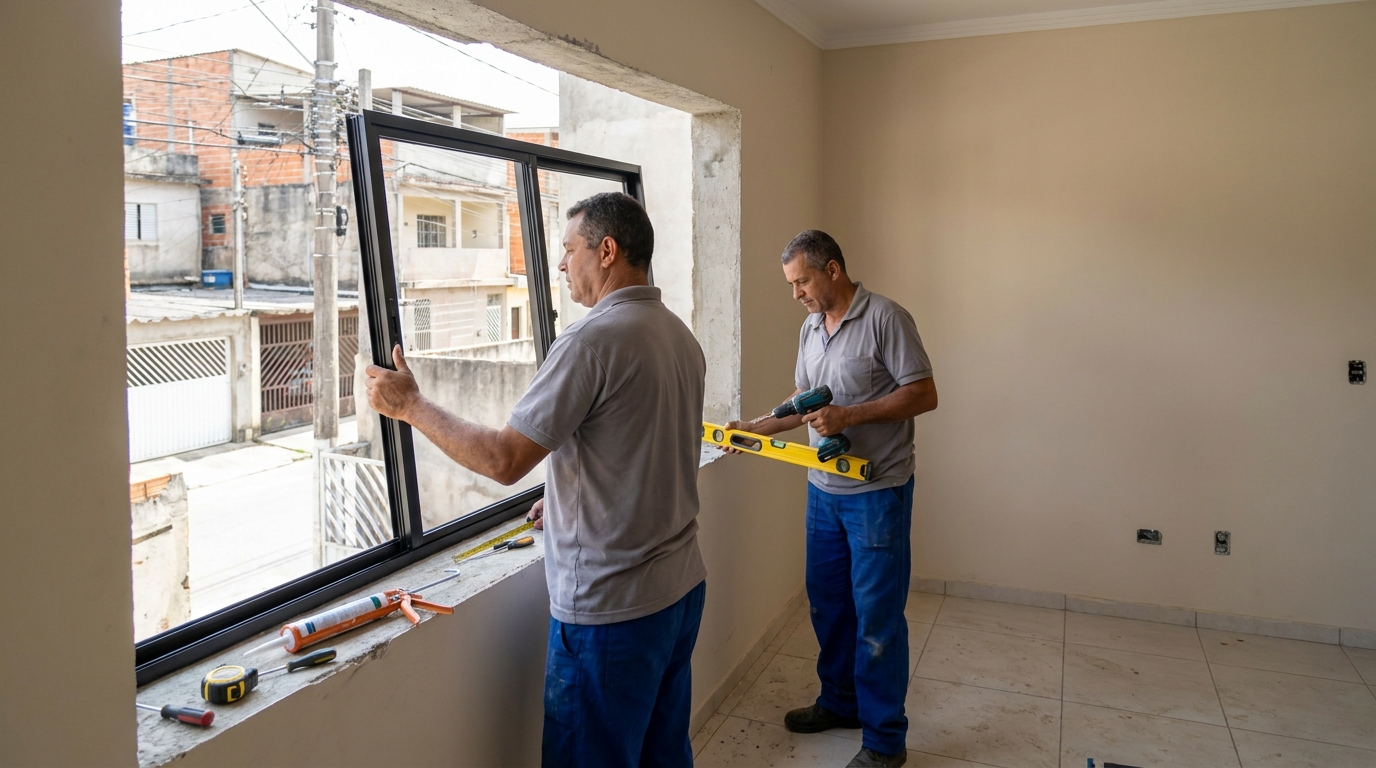 Esquadria de alumínio com vista para rua em Vitória-ES