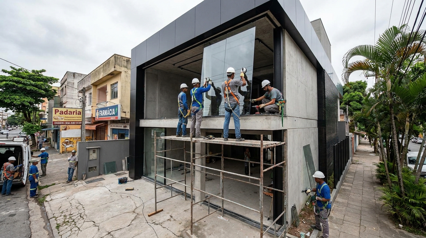 Fachada preta moderna em Vitória-ES